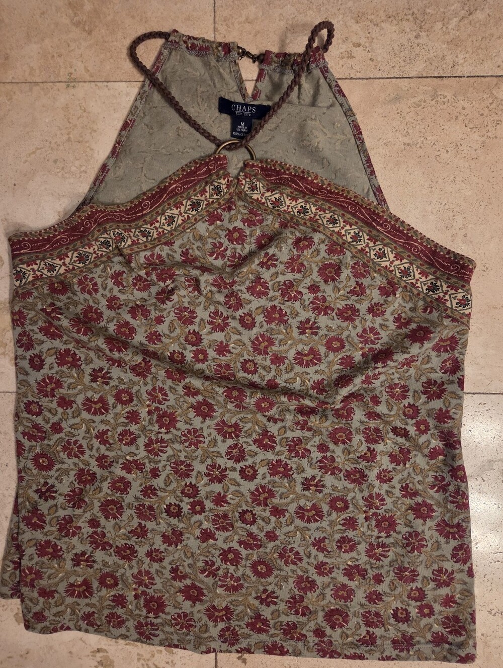 CHAPS Boho Halter Top, Size: M